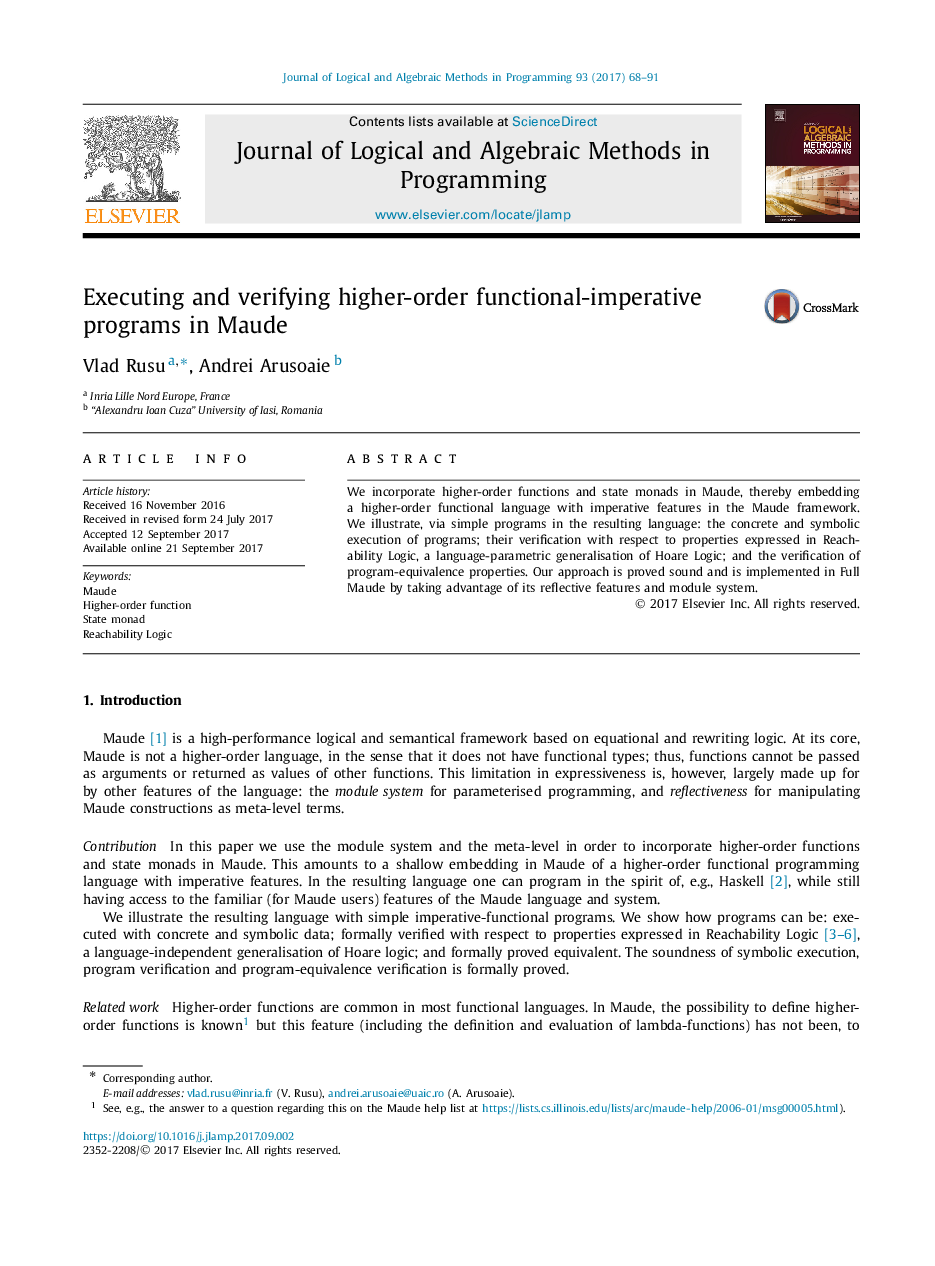 Executing and verifying higher-order functional-imperative programs in Maude