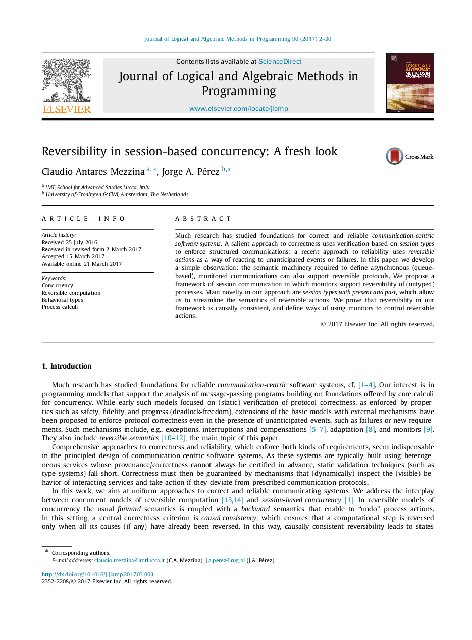 Reversibility in session-based concurrency: A fresh look