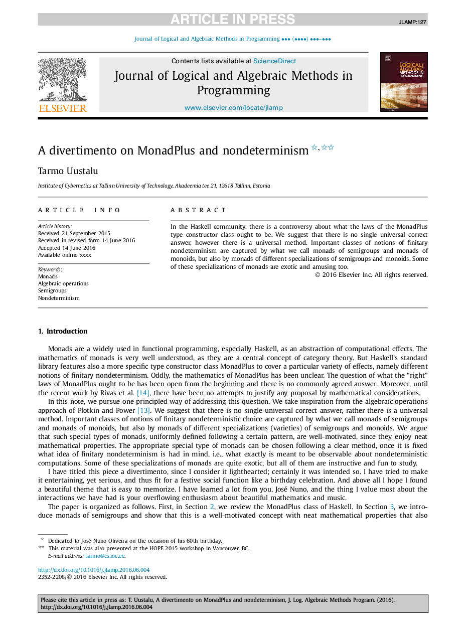 A divertimento on MonadPlus and nondeterminism