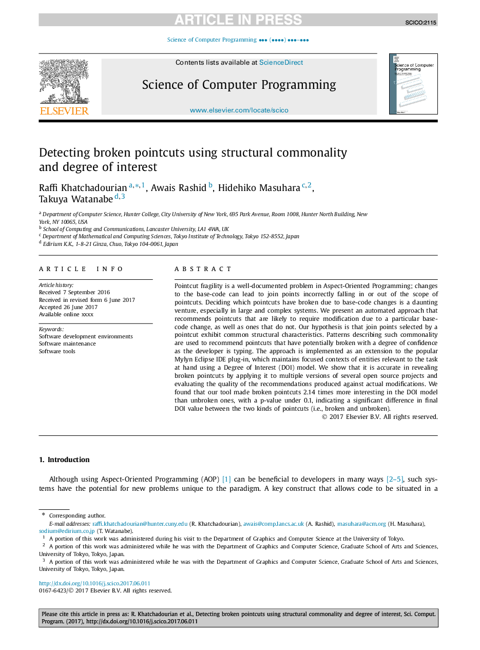 Detecting broken pointcuts using structural commonality and degree of interest