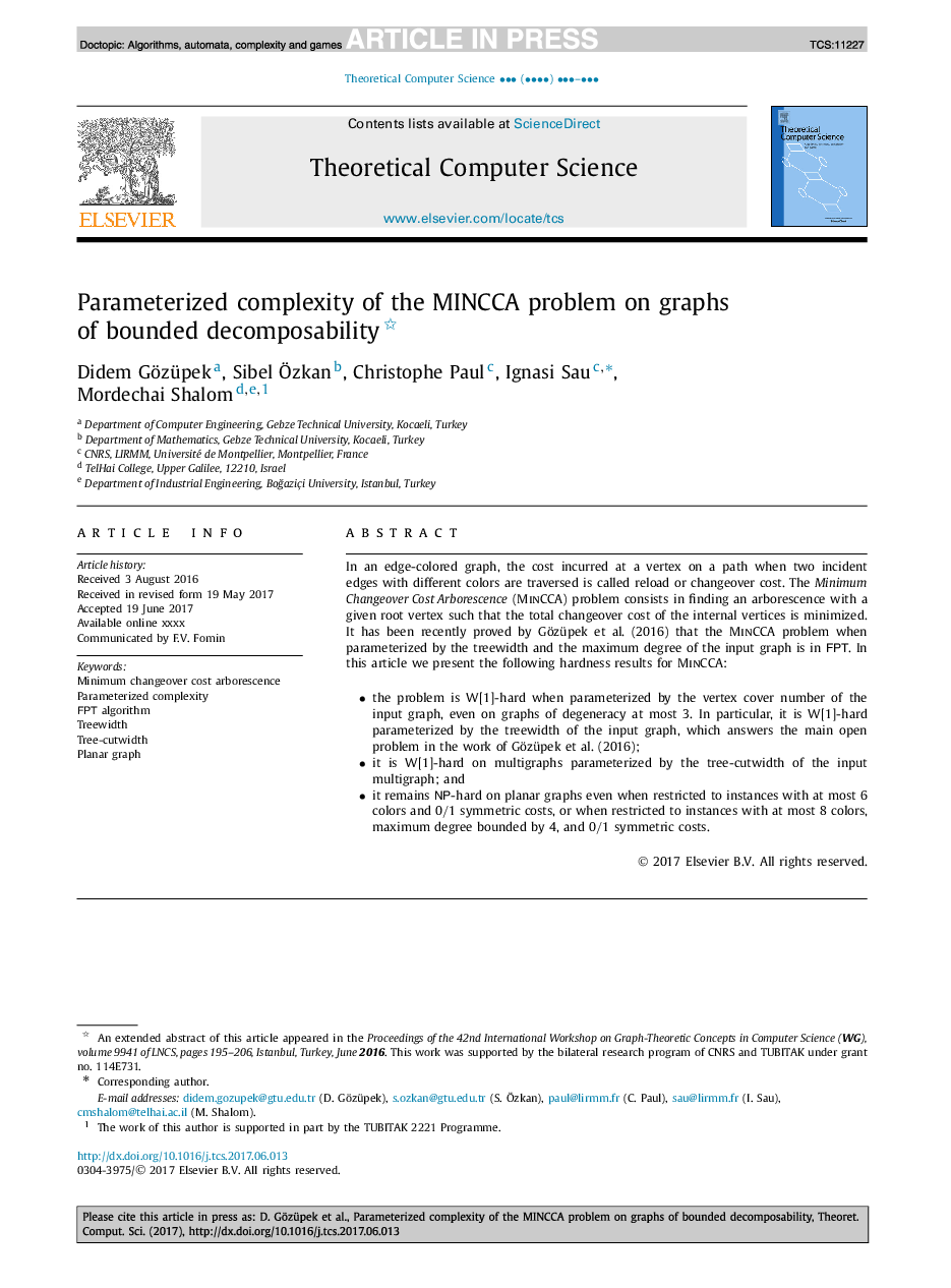 Parameterized complexity of the MINCCA problem on graphs of bounded decomposability