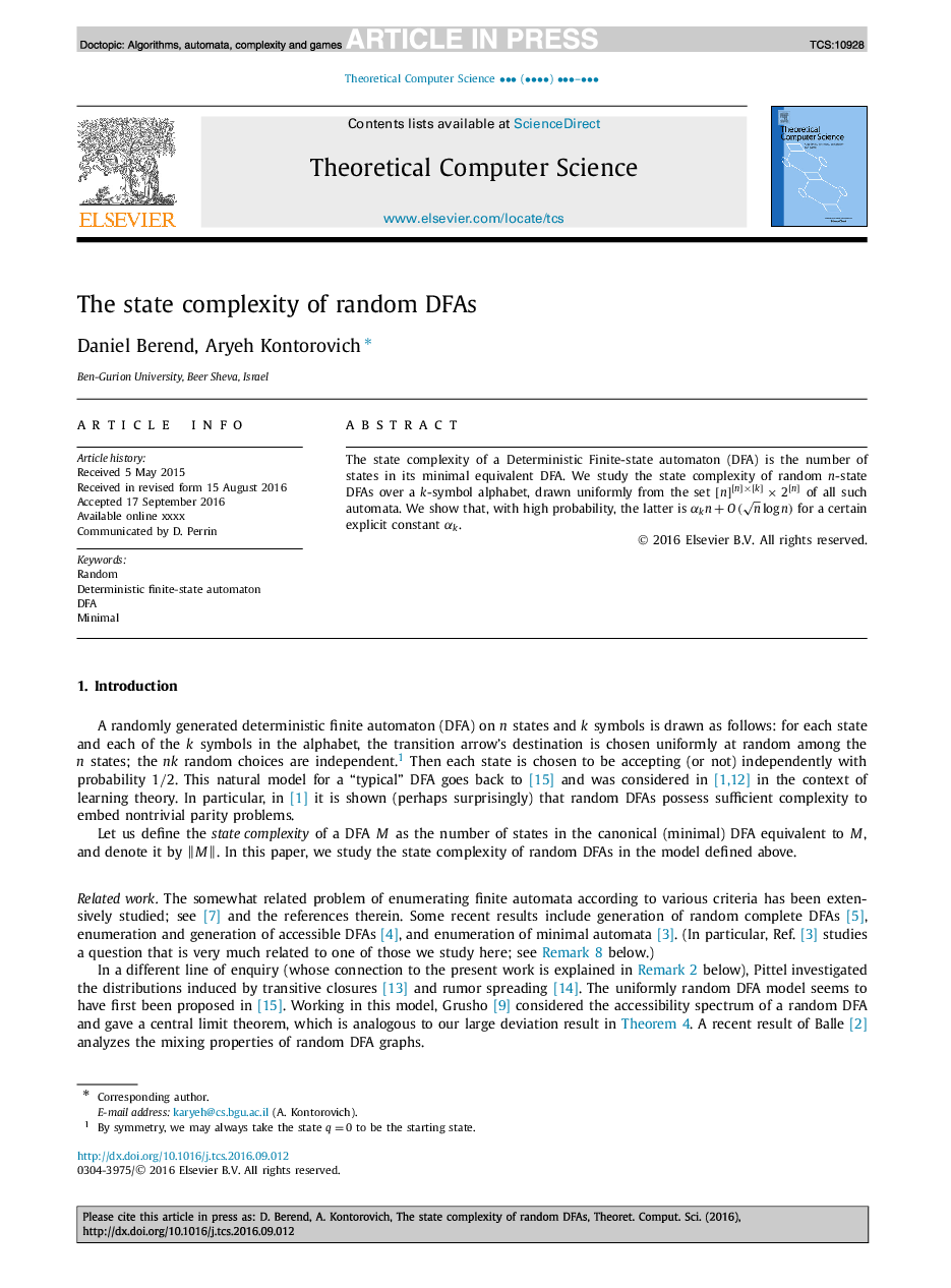 The state complexity of random DFAs