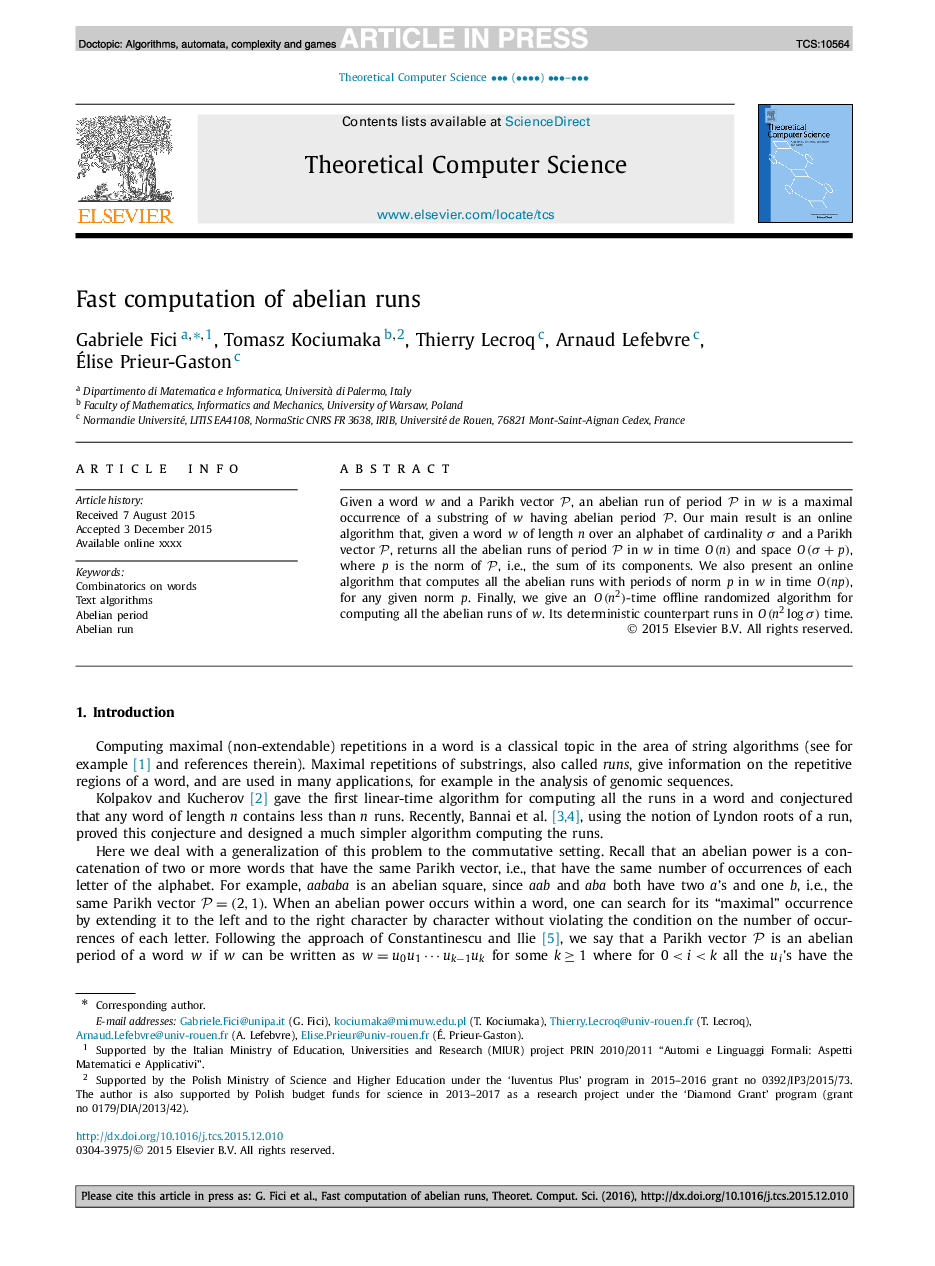 Fast computation of abelian runs