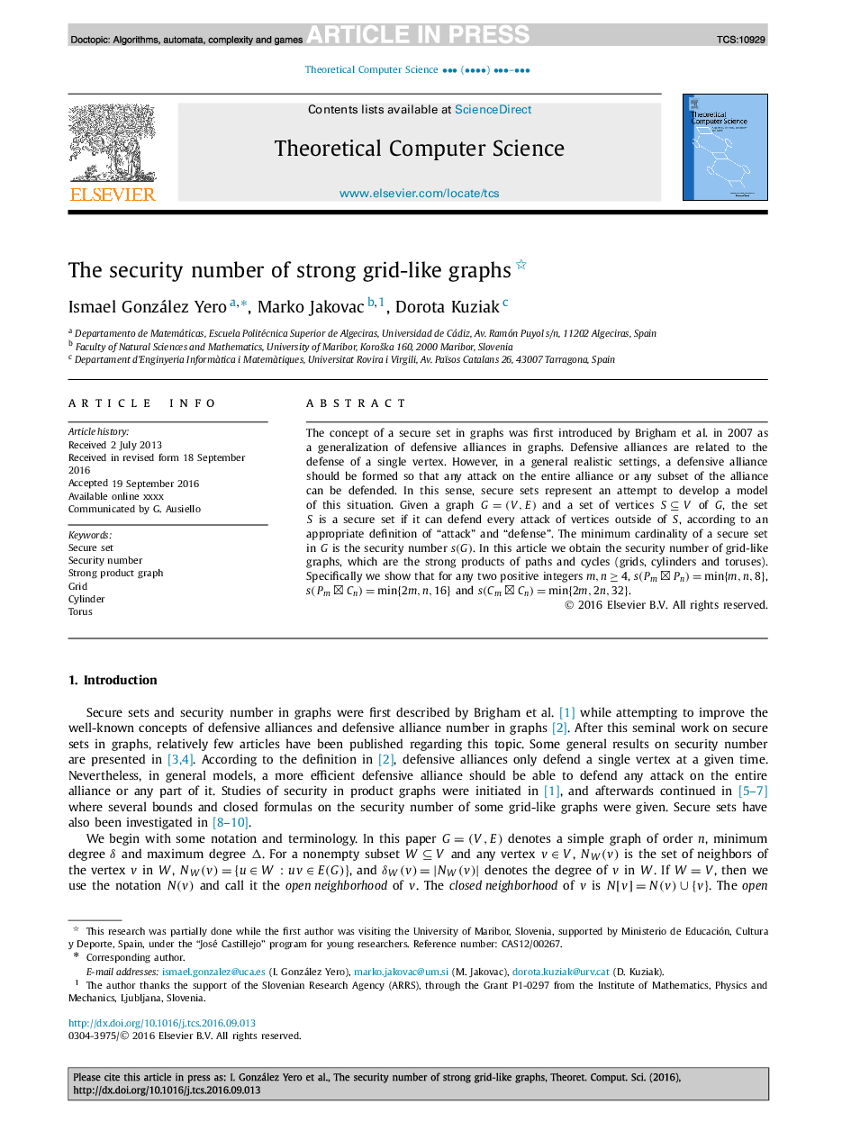 The security number of strong grid-like graphs