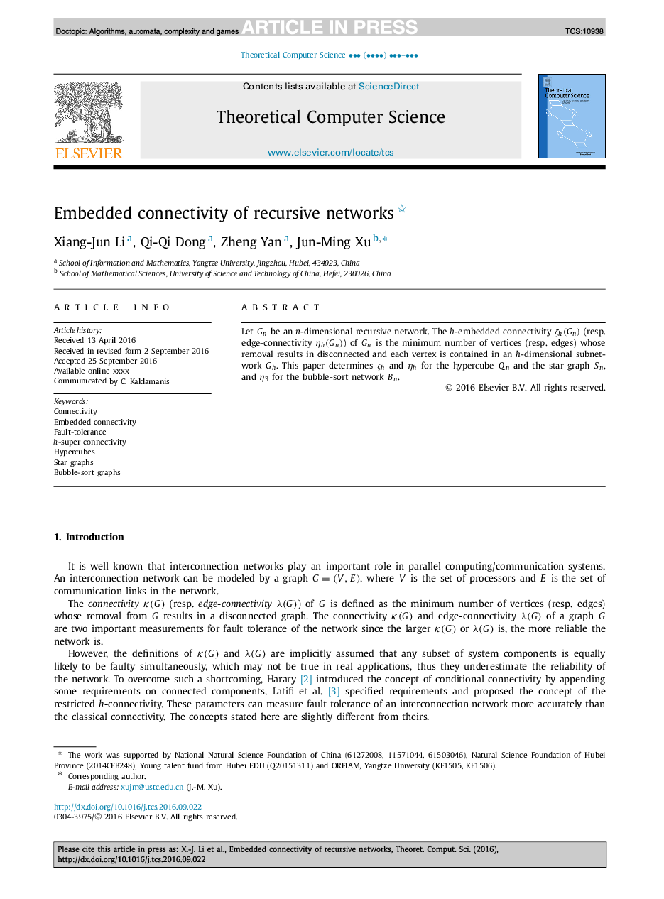 Embedded connectivity of recursive networks