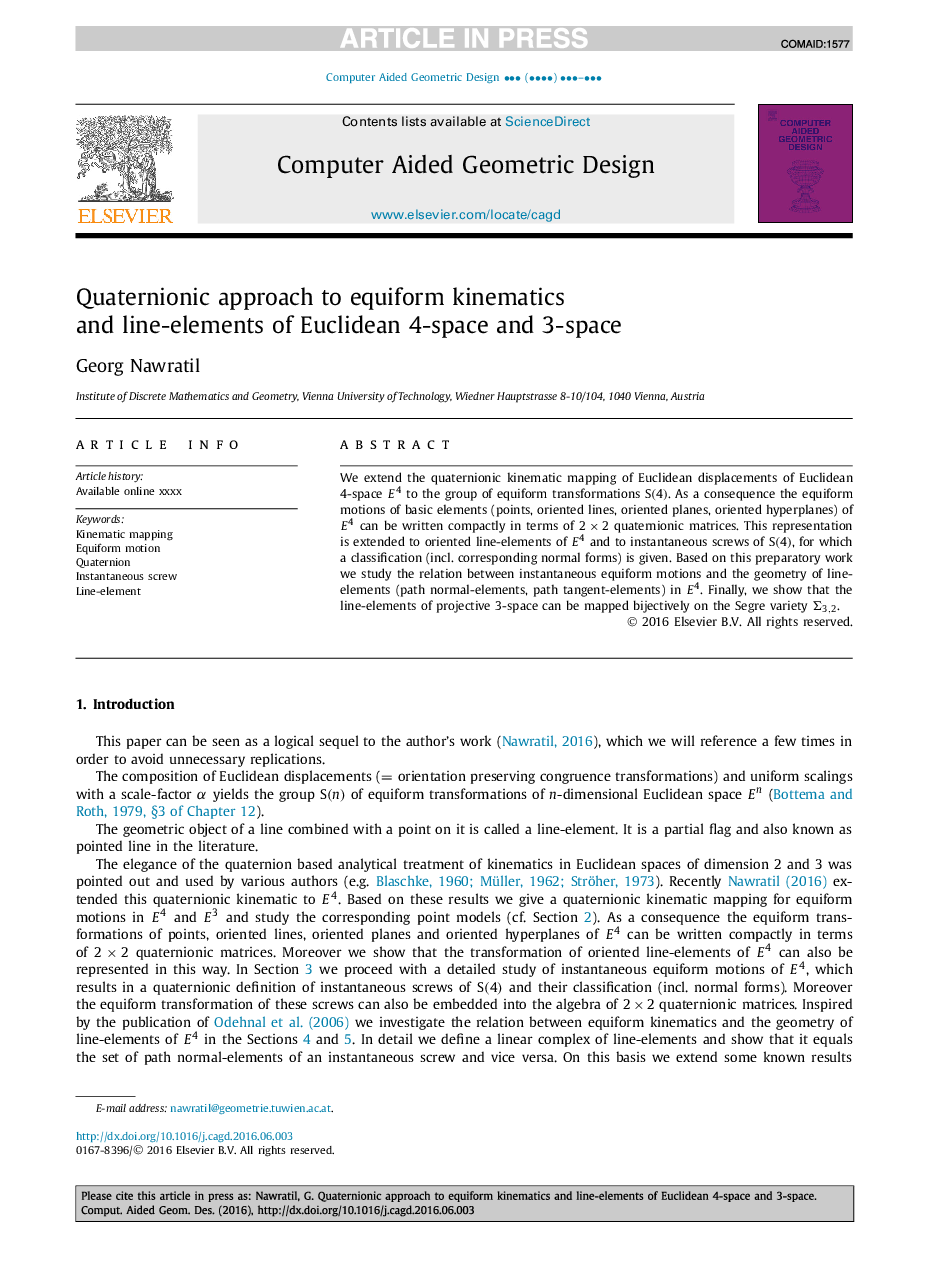 Quaternionic approach to equiform kinematics and line-elements of Euclidean 4-space and 3-space