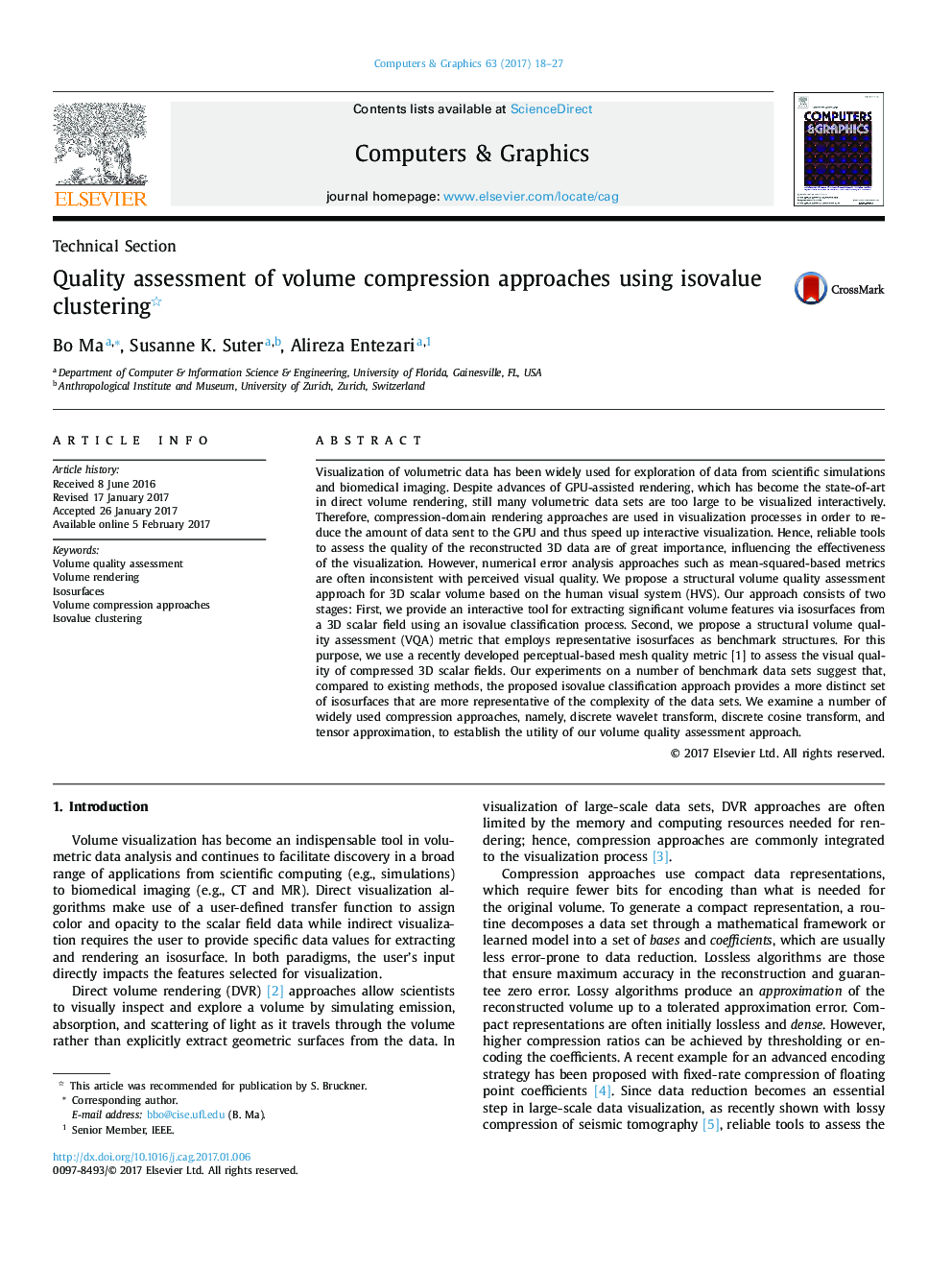 Quality assessment of volume compression approaches using isovalue clustering