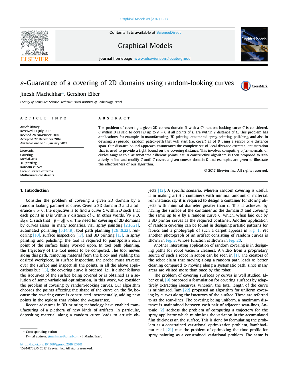 Îµ-Guarantee of a covering of 2D domains using random-looking curves