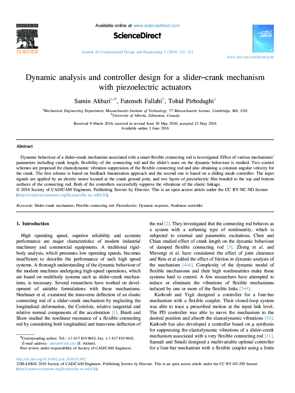 Dynamic analysis and controller design for a slider-crank mechanism with piezoelectric actuators