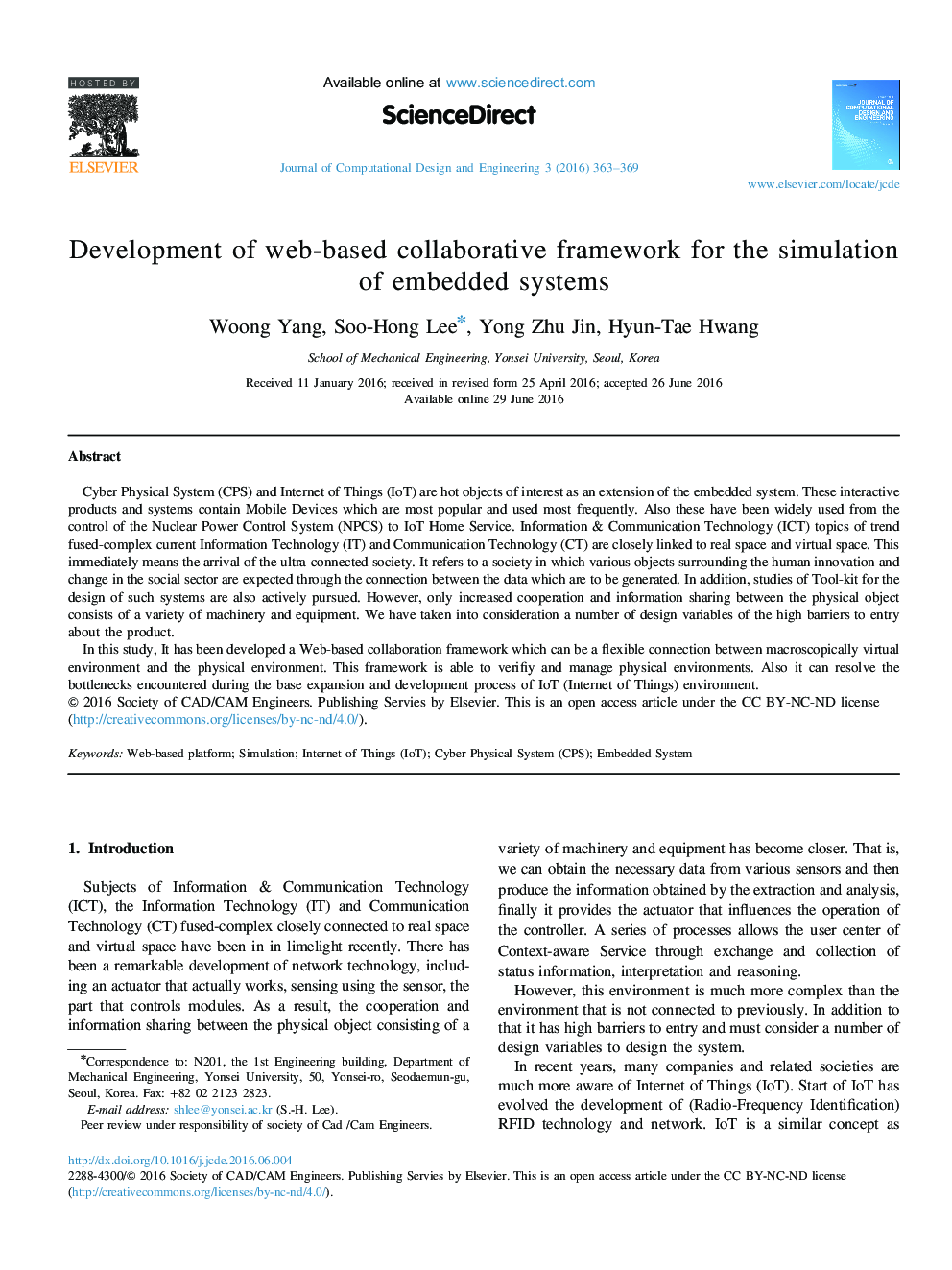 Development of web-based collaborative framework for the simulation of embedded systems