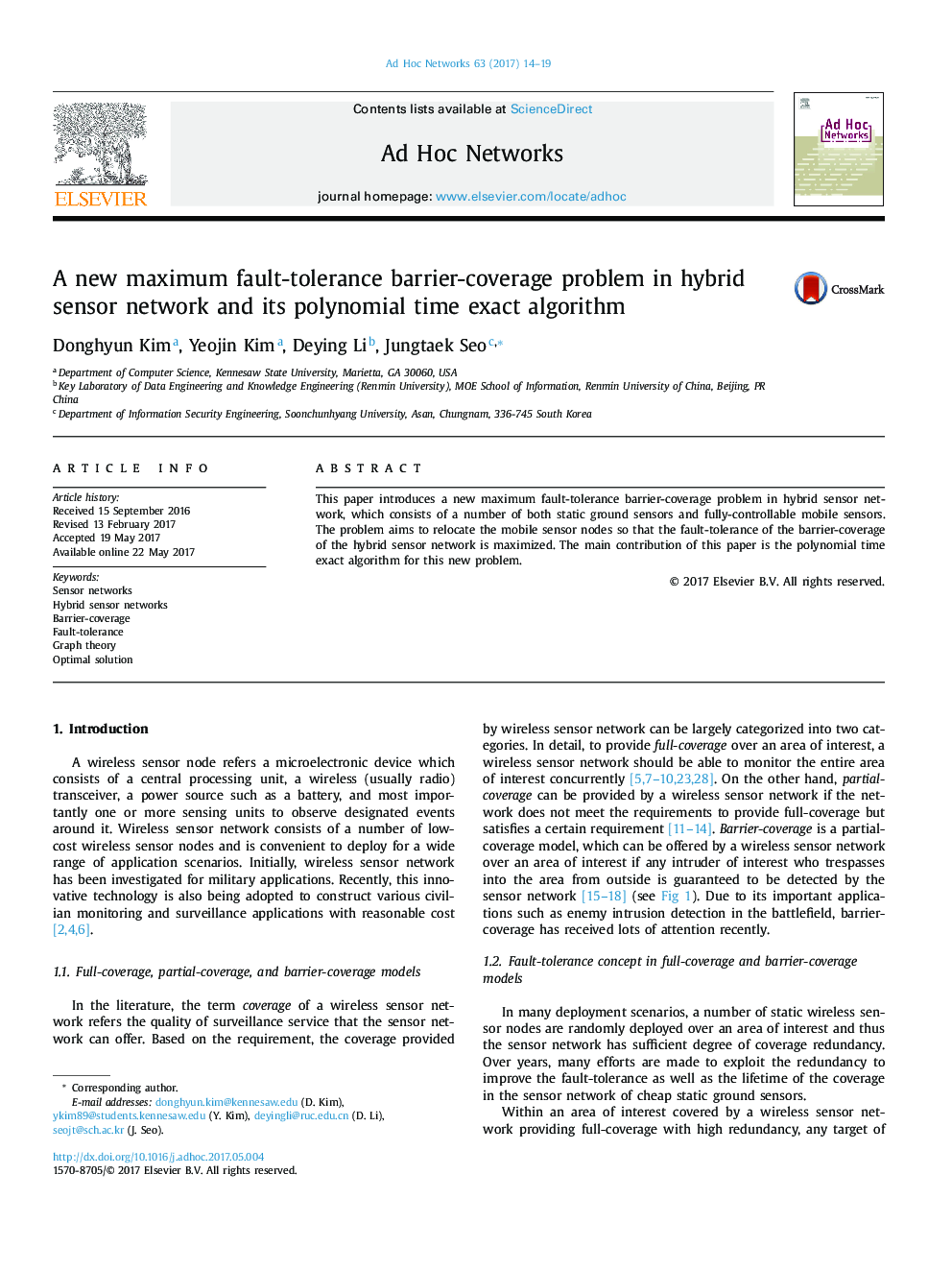 A new maximum fault-tolerance barrier-coverage problem in hybrid sensor network and its polynomial time exact algorithm