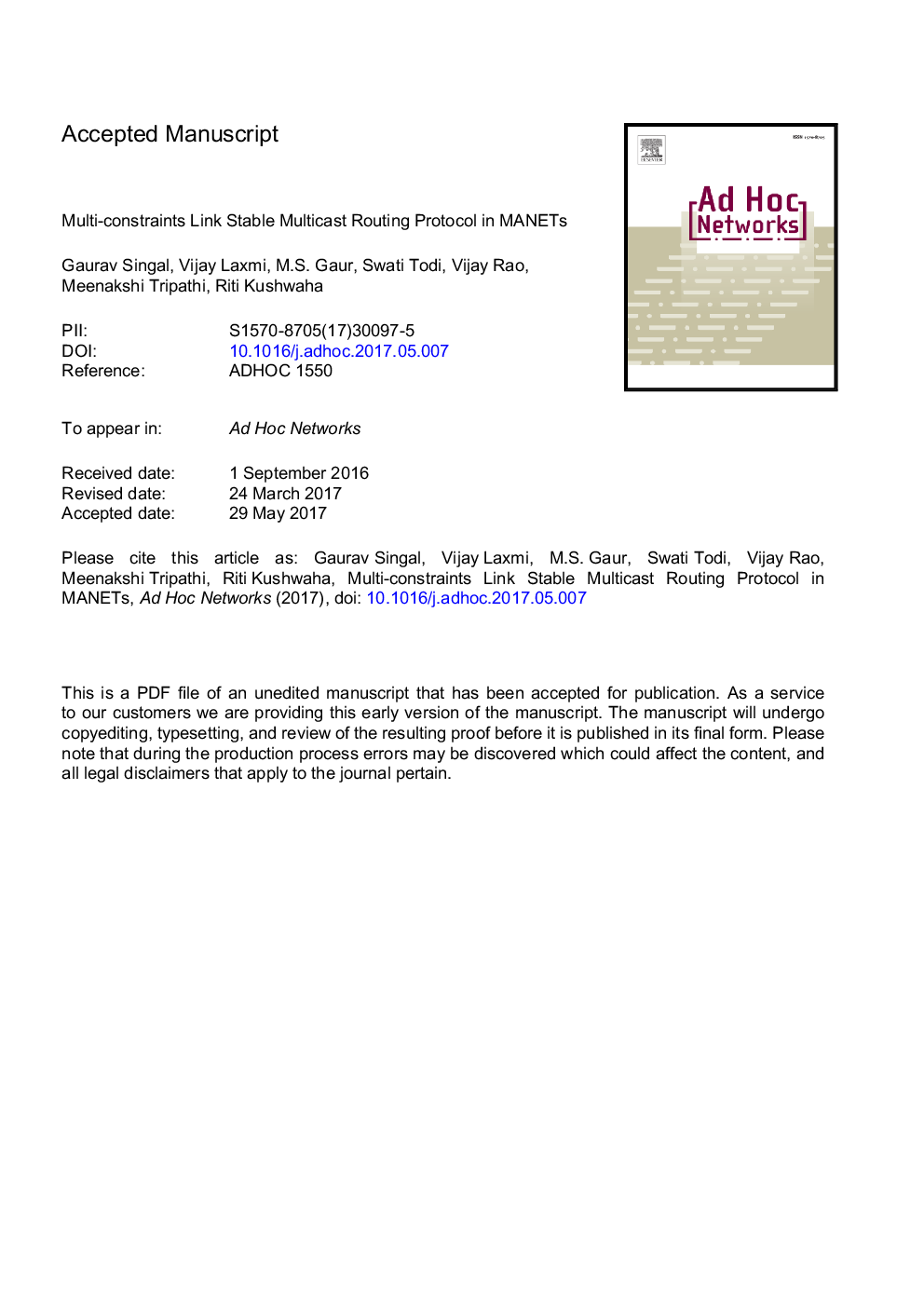 Multi-constraints link stable multicast routing protocol in MANETs