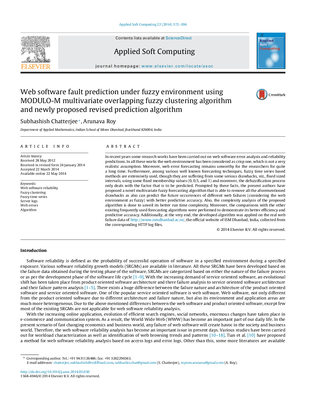 Web software fault prediction under fuzzy environment using MODULO-M multivariate overlapping fuzzy clustering algorithm and newly proposed revised prediction algorithm