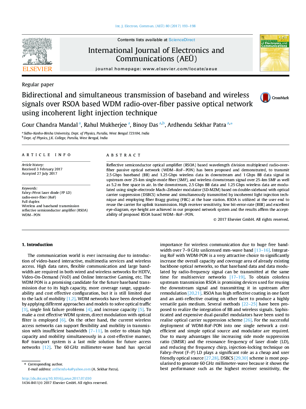 Bidirectional and simultaneous transmission of baseband and wireless signals over RSOA based WDM radio-over-fiber passive optical network using incoherent light injection technique