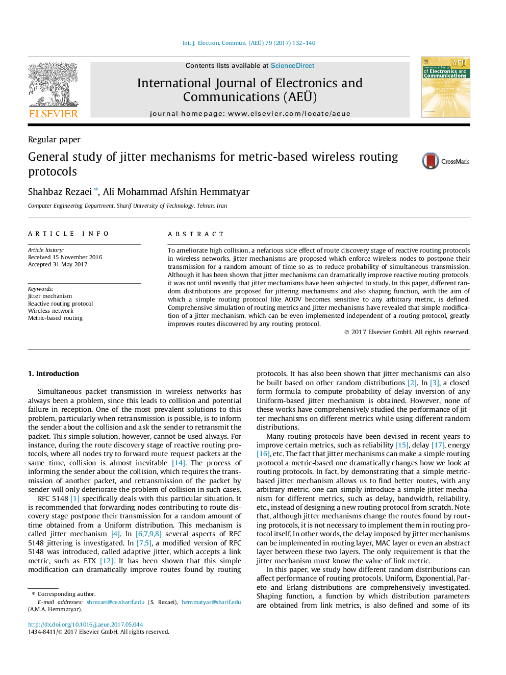 General study of jitter mechanisms for metric-based wireless routing protocols