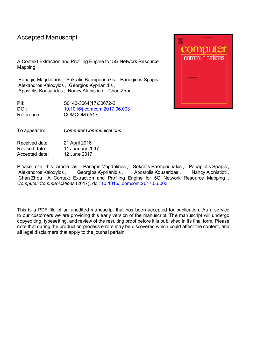 A context extraction and profiling engine for 5G network resource mapping