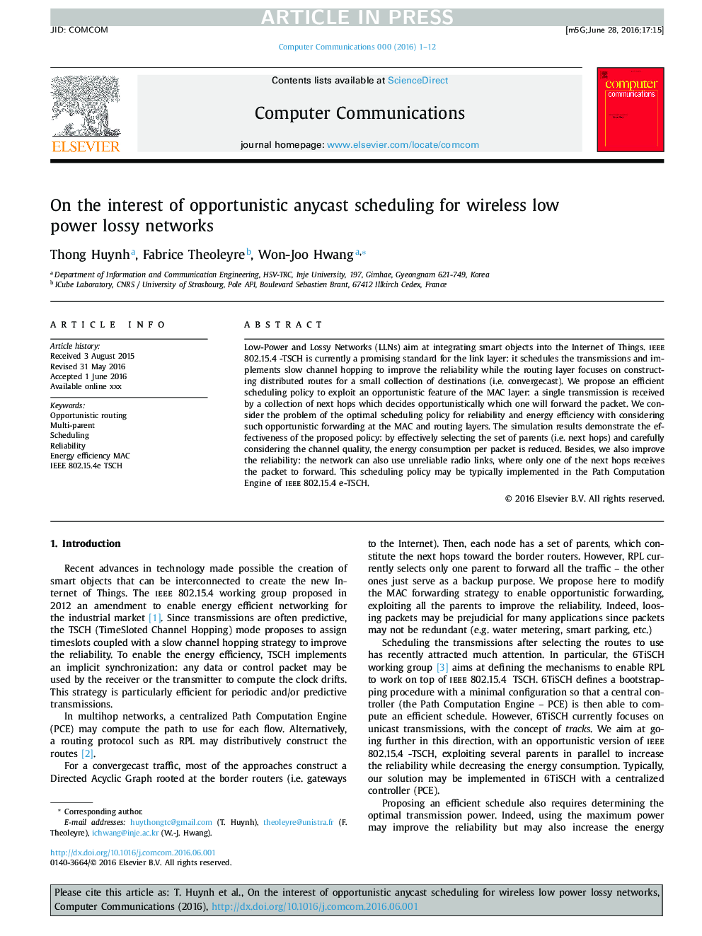 On the interest of opportunistic anycast scheduling for wireless low power lossy networks