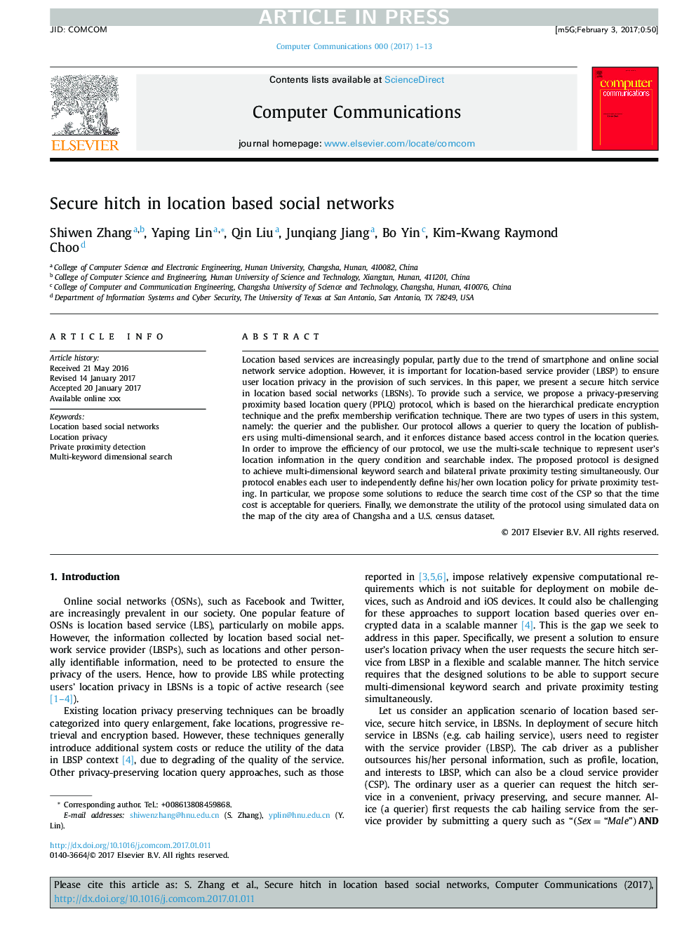 Secure hitch in location based social networks