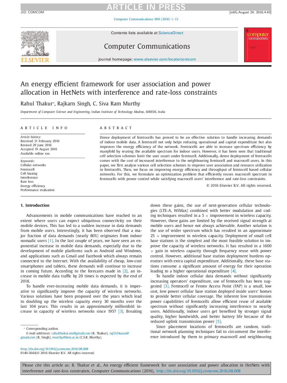 An energy efficient framework for user association and power allocation in HetNets with interference and rate-loss constraints