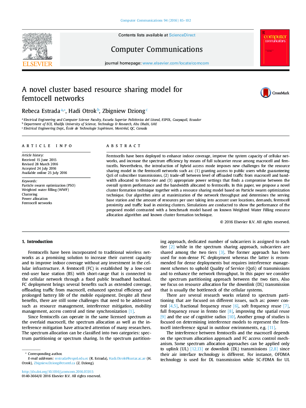 A novel cluster based resource sharing model for femtocell networks