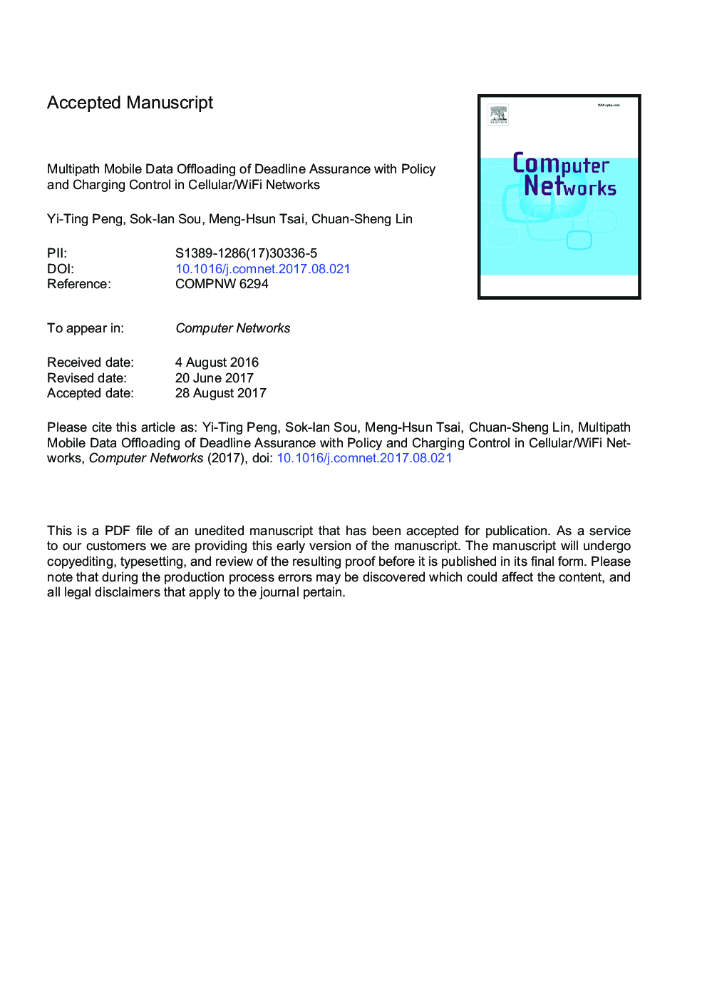 Multipath mobile data offloading of deadline assurance with policy and charging control in cellular/WiFi networks