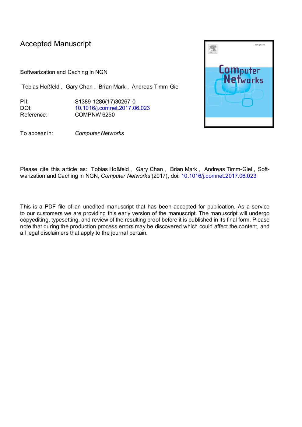 عکس صفحه اول مقاله: Softwarization and caching in NGN Softwarization and caching in NGN