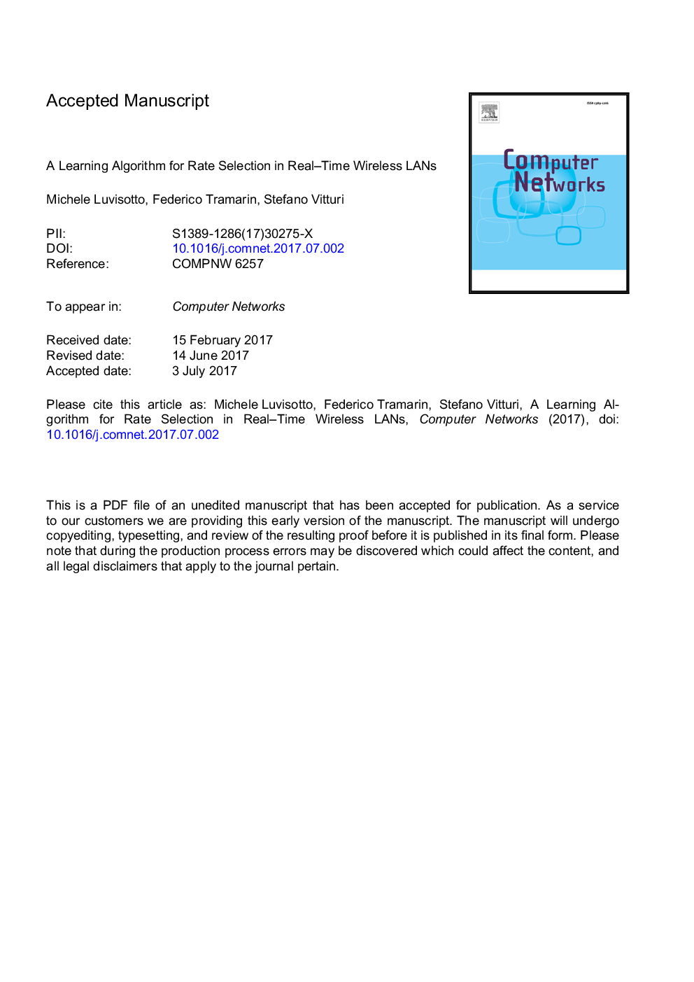 A learning algorithm for rate selection in real-time wireless LANs