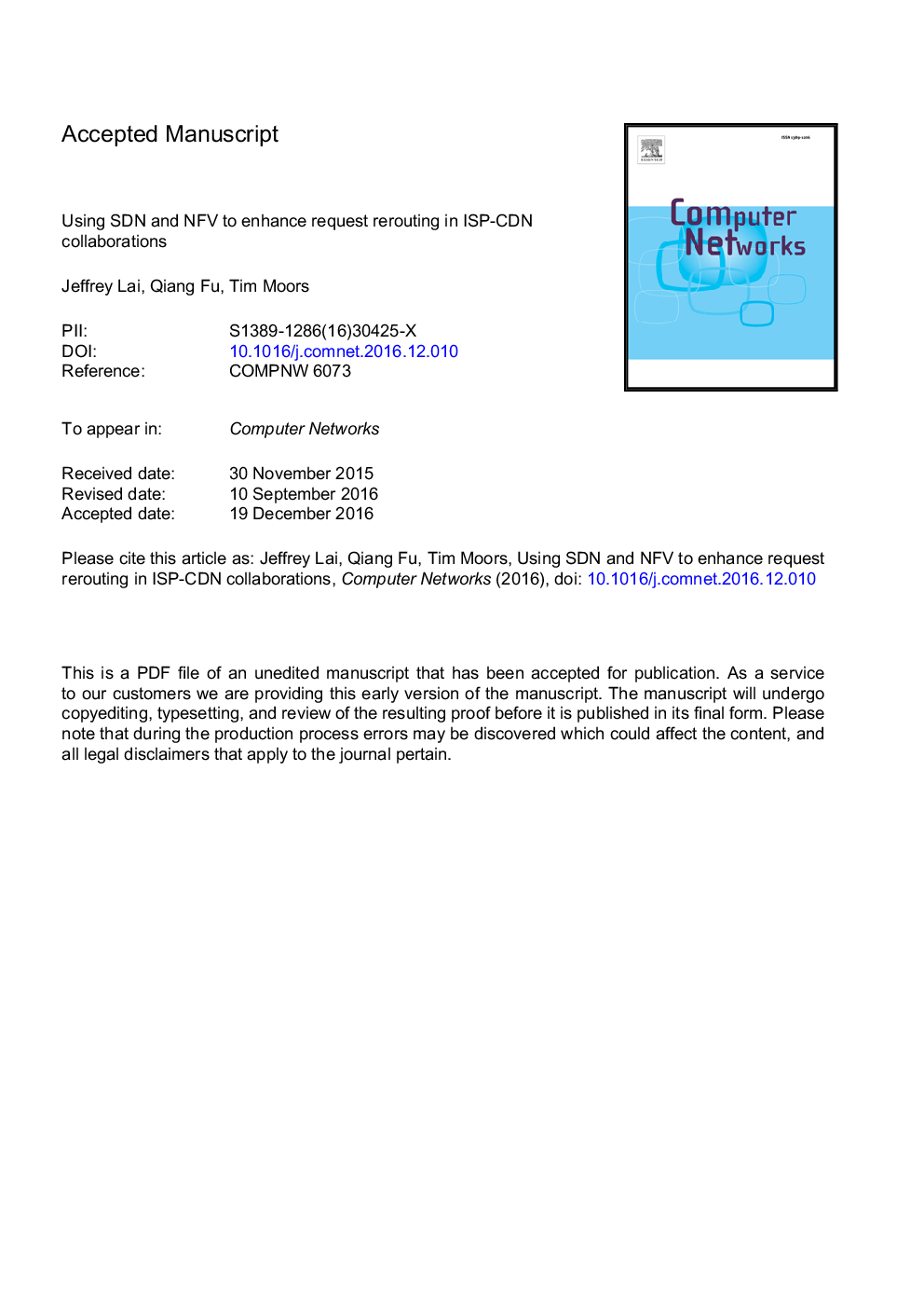 Using SDN and NFV to enhance request rerouting in ISP-CDN collaborations