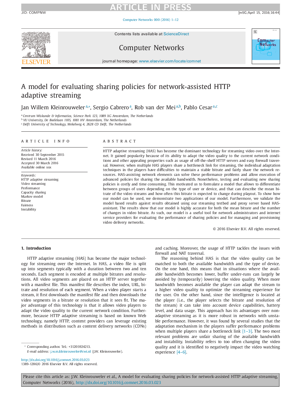 A model for evaluating sharing policies for network-assisted HTTP adaptive streaming