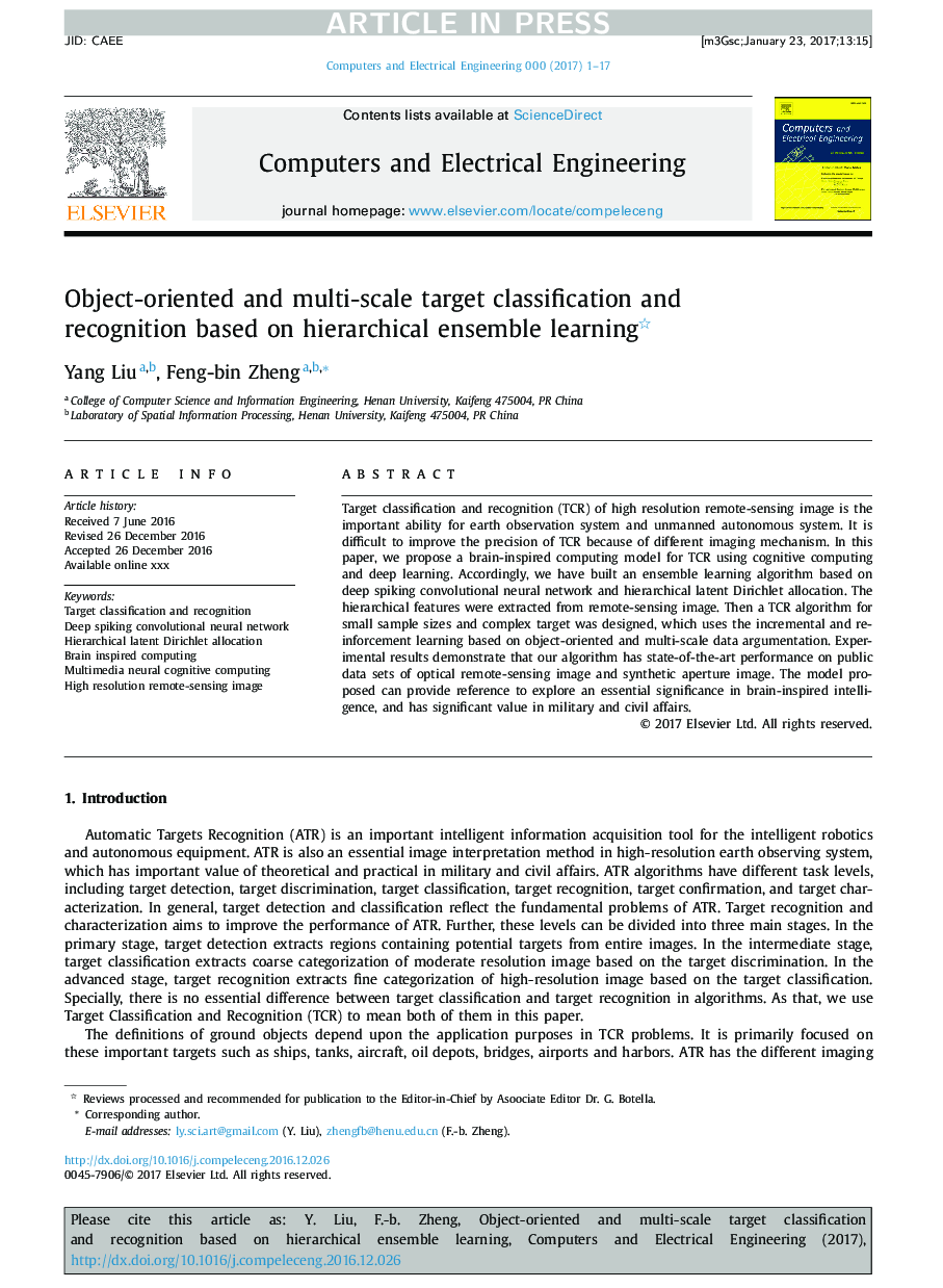 Object-oriented and multi-scale target classification and recognition based on hierarchical ensemble learning