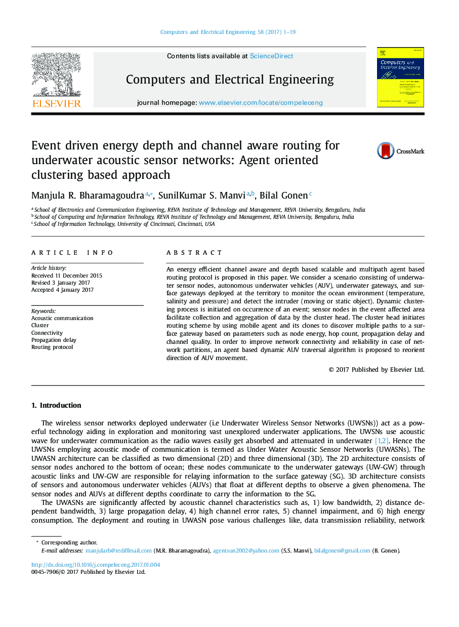 Event driven energy depth and channel aware routing for underwater acoustic sensor networks: Agent oriented clustering based approach