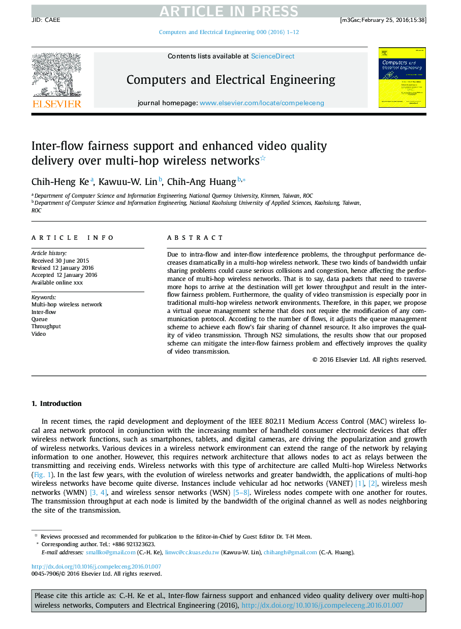 Inter-flow fairness support and enhanced video quality delivery over multi-hop wireless networks