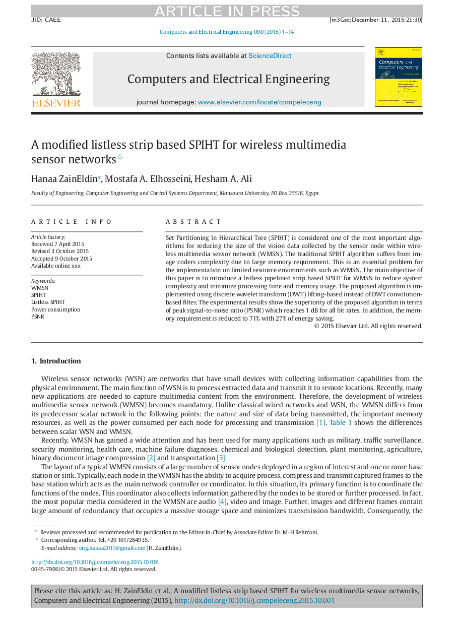 A modified listless strip based SPIHT for wireless multimedia sensor networks