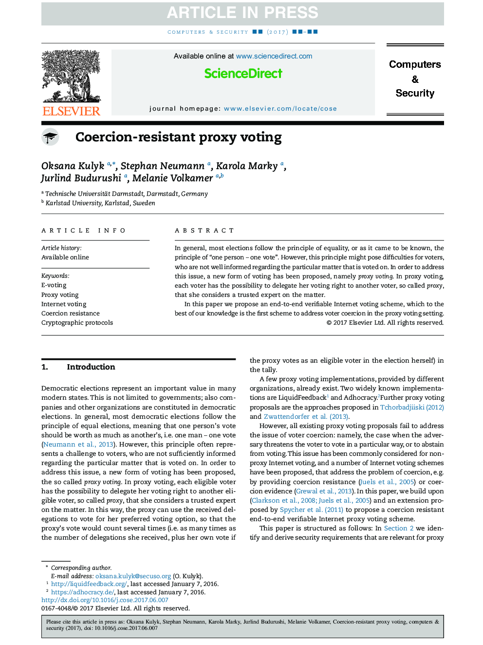 Coercion-resistant proxy voting