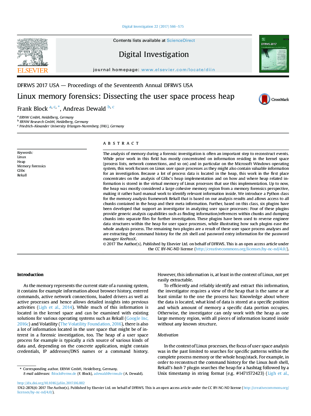 Linux memory forensics: Dissecting the user space process heap