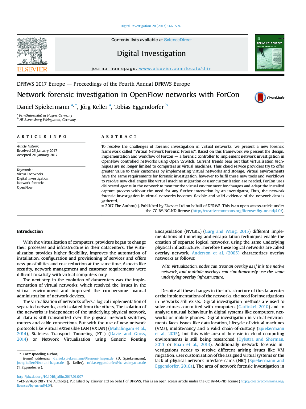 Network forensic investigation in OpenFlow networks with ForCon