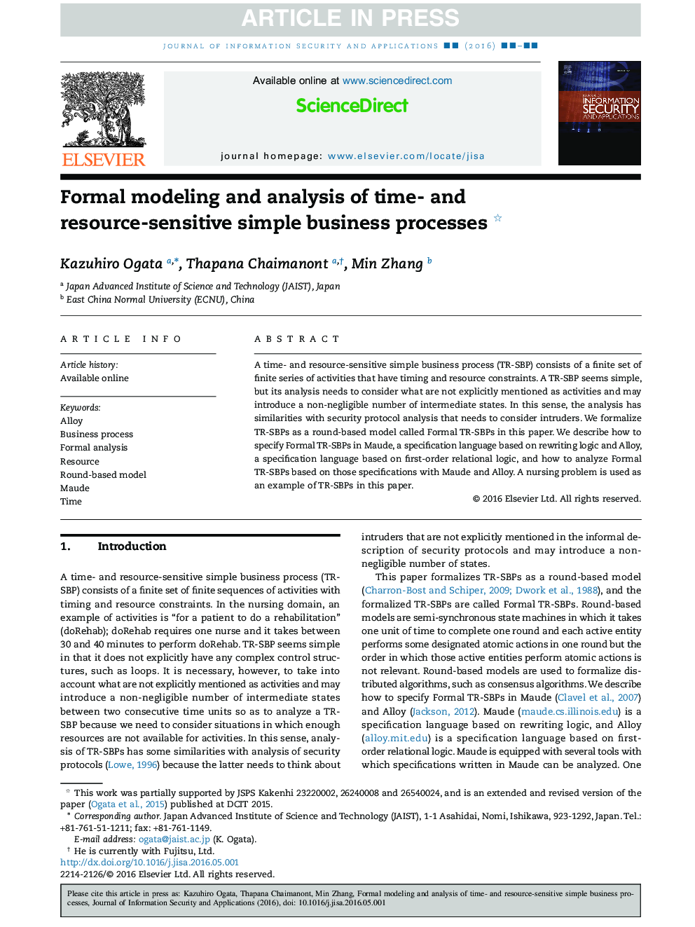 Formal modeling and analysis of time- and resource-sensitive simple business processes