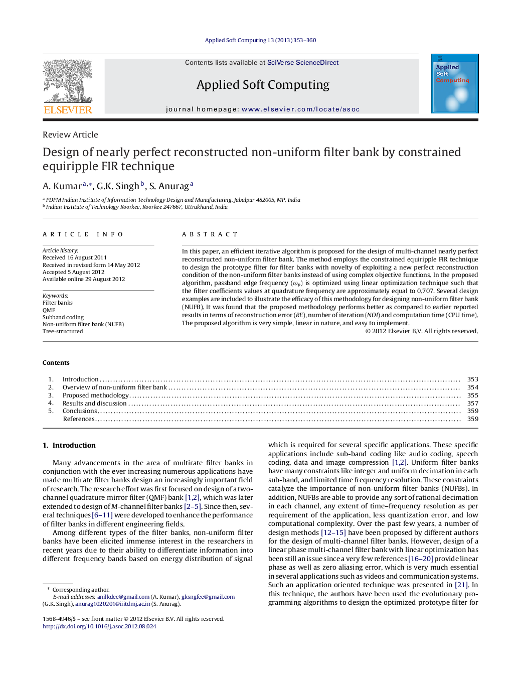 Design of nearly perfect reconstructed non-uniform filter bank by constrained equiripple FIR technique