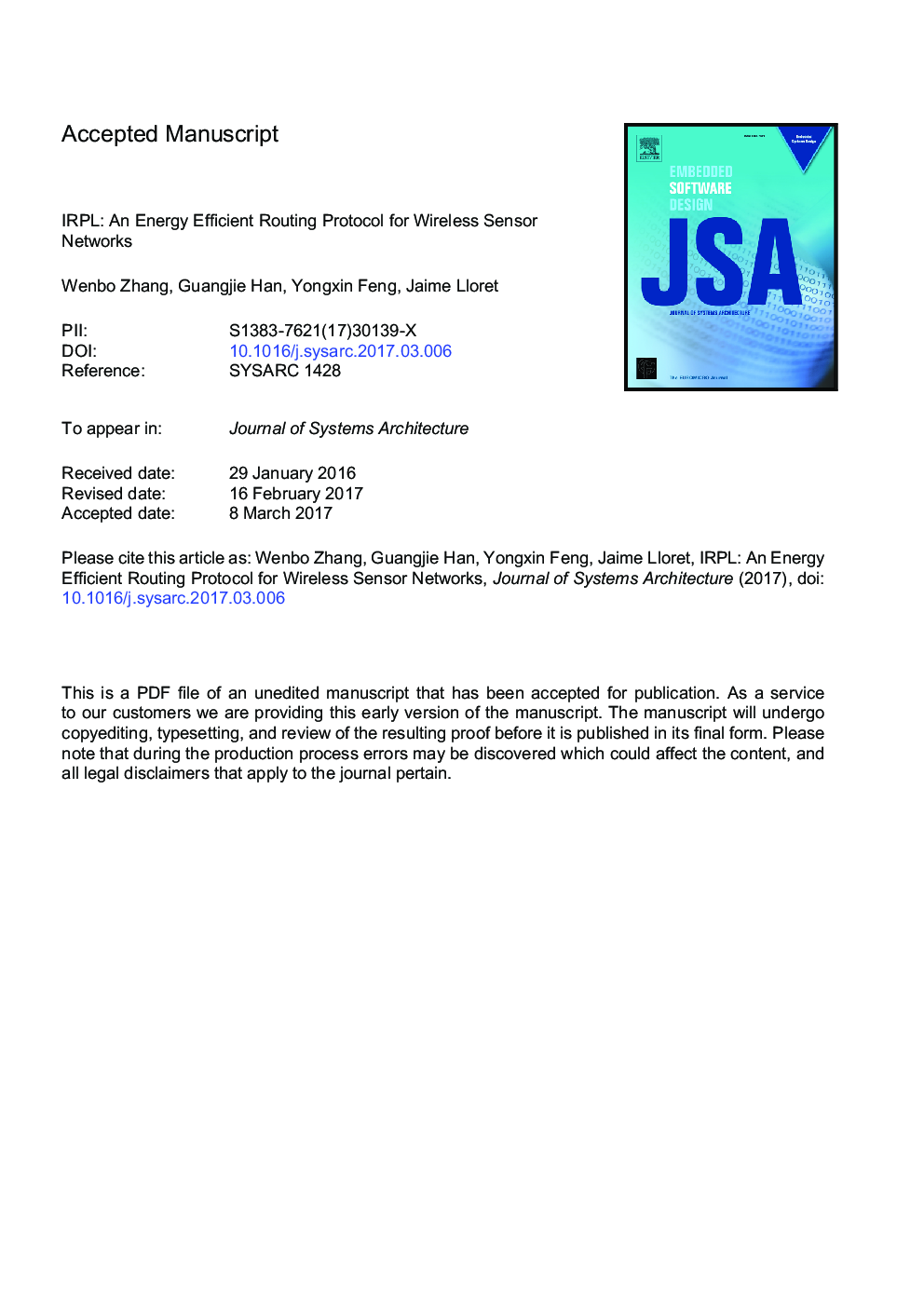 IRPL: An energy efficient routing protocol for wireless sensor networks