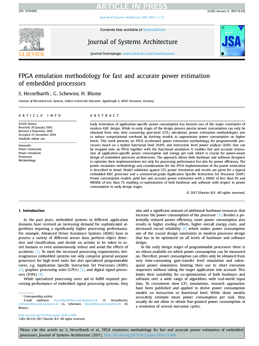 FPGA emulation methodology for fast and accurate power estimation of embedded processors