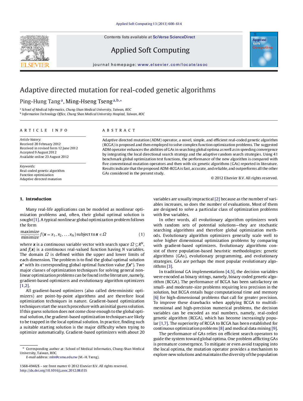 Adaptive directed mutation for real-coded genetic algorithms