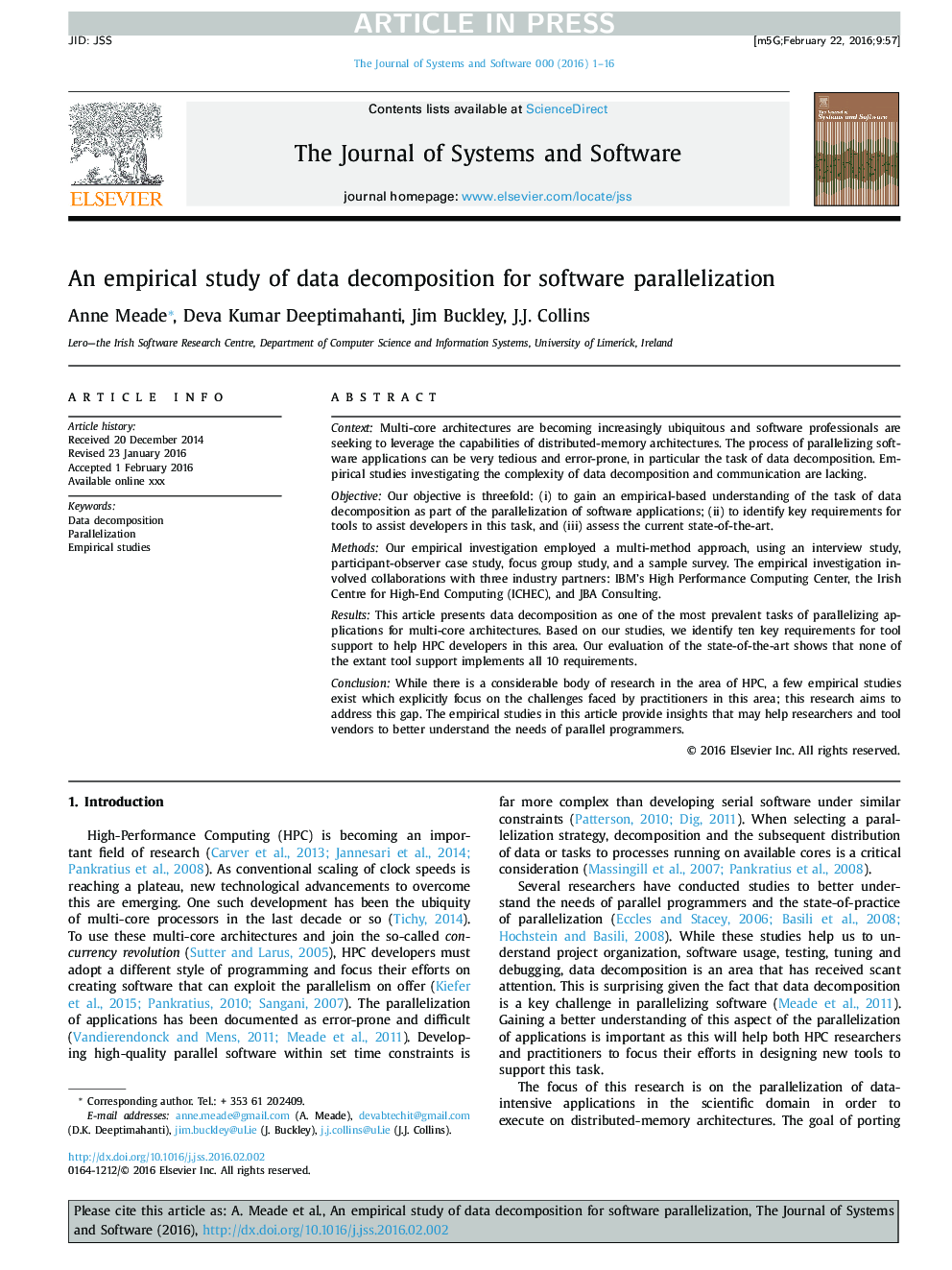 An empirical study of data decomposition for software parallelization