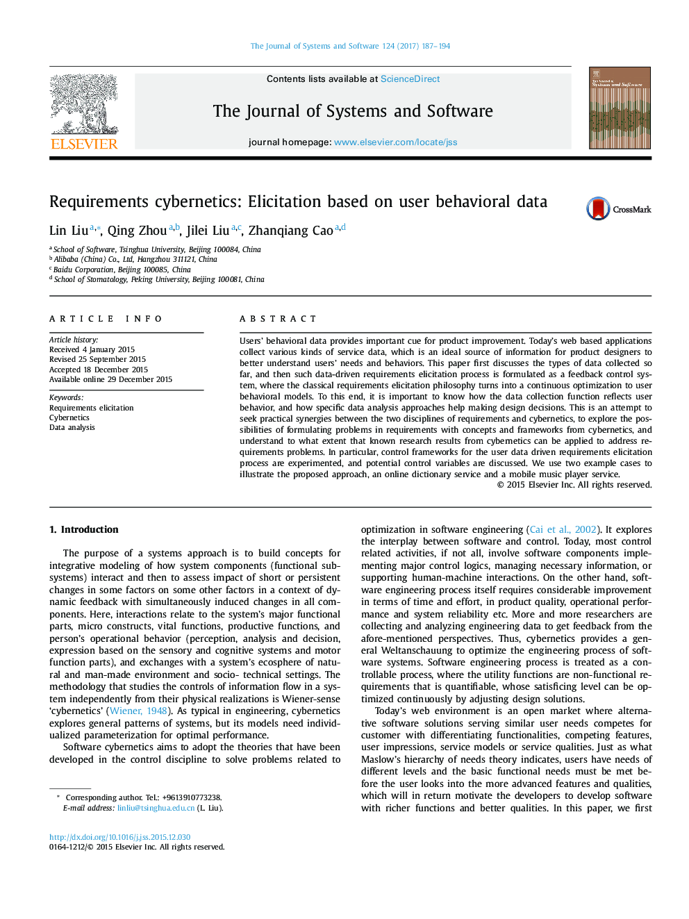 Requirements cybernetics: Elicitation based on user behavioral data
