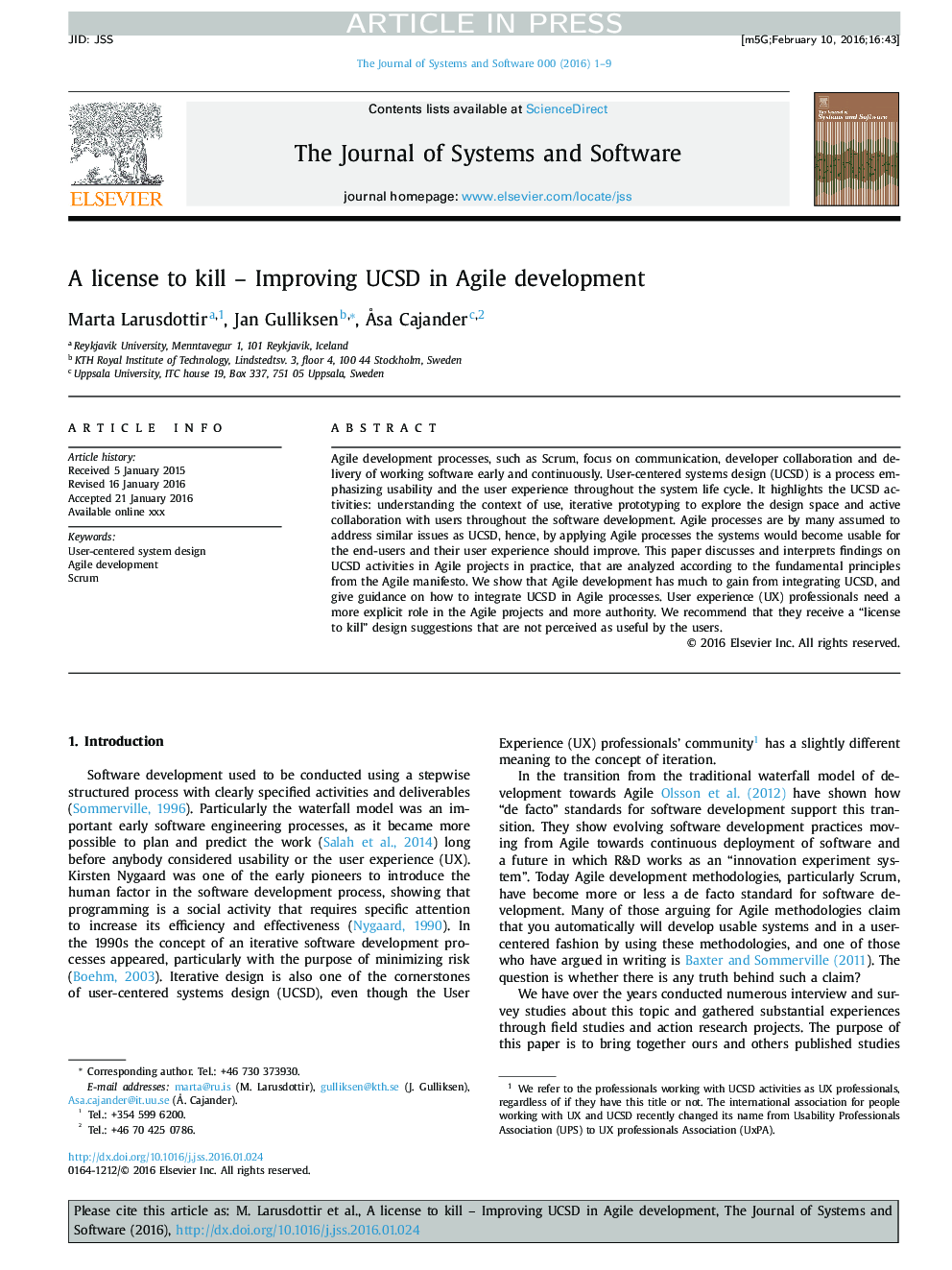 A license to kill - Improving UCSD in Agile development
