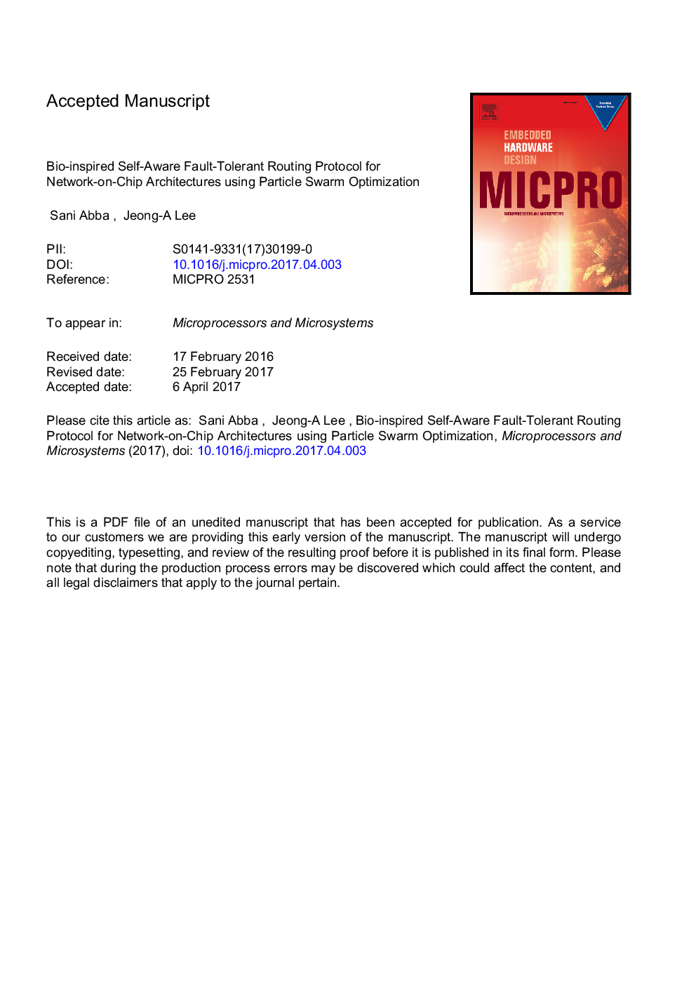 Bio-inspired self-aware fault-tolerant routing protocol for network-on-chip architectures using Particle Swarm Optimization