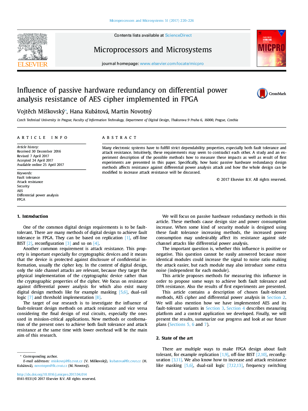 Influence of passive hardware redundancy on differential power analysis resistance of AES cipher implemented in FPGA