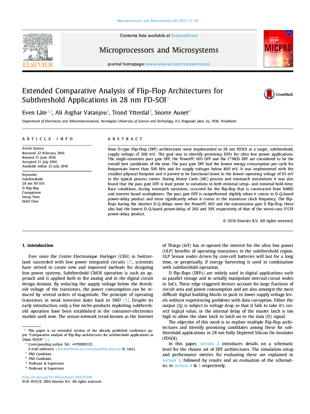 Extended Comparative Analysis of Flip-Flop Architectures for Subthreshold Applications in 28 nm FD-SOI