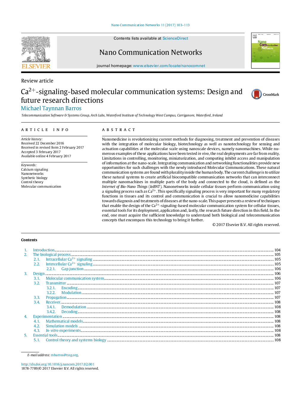 Ca2+-signaling-based molecular communication systems: Design and future research directions