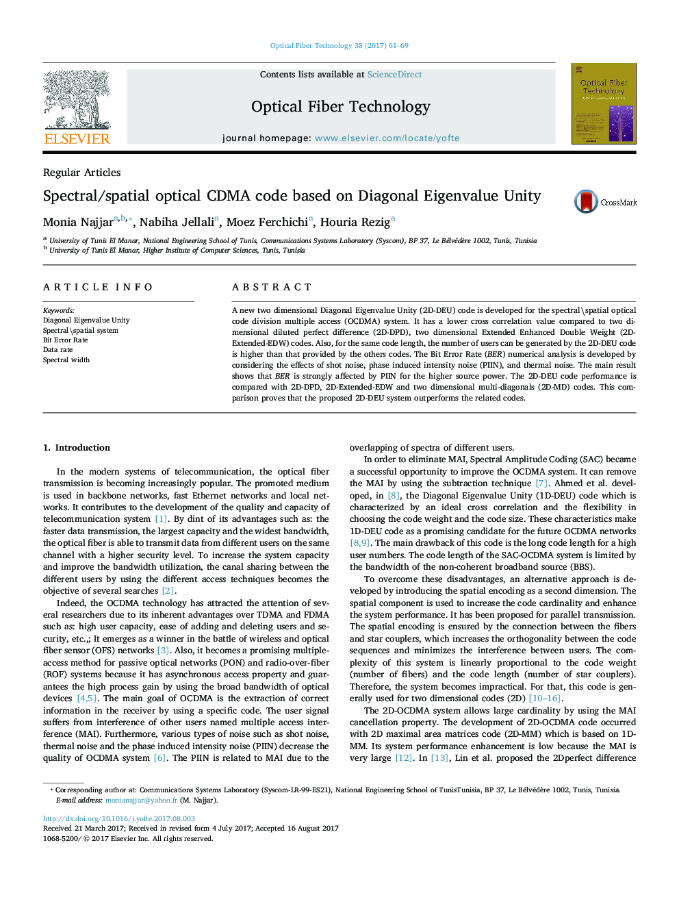 Spectral/spatial optical CDMA code based on Diagonal Eigenvalue Unity