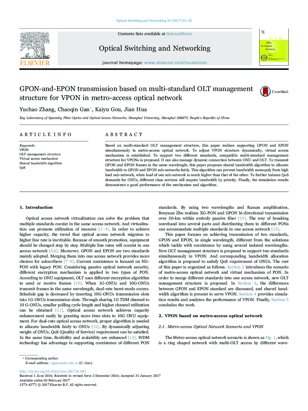 GPON-and-EPON transmission based on multi-standard OLT management structure for VPON in metro-access optical network